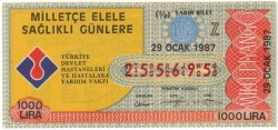 29 Ocak 1987 Yarım Bilet PYB3258 - Gökçekoleksiyon