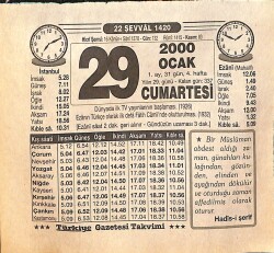 29 Ocak 2000 Takvim Yaprağı - Doğum Günü Hediyesi EFM(N)13214 - Gökçekoleksiyon