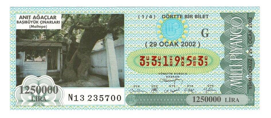29 Ocak 2002 Çeyrek Bilet PYB4834 - 1