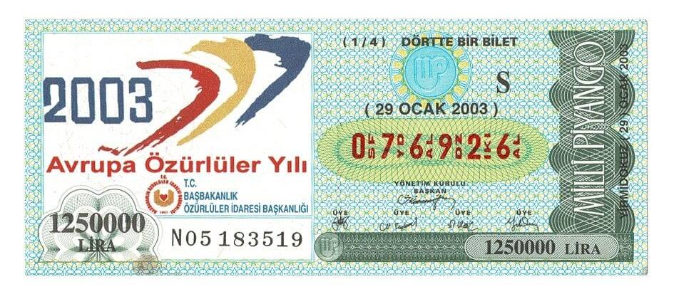 29 Ocak 2003 (14) Dörtte Bir Bilet PYB4872 - 1