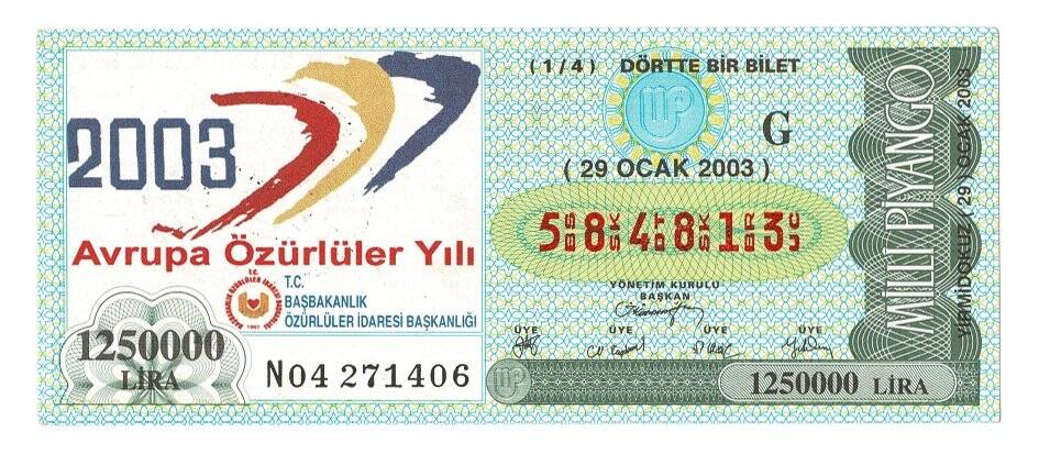 29 Ocak 2003 (14) Dörtte Bir Bilet PYB4873 - 1