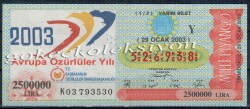 29 Ocak 2003 Yarım Bilet PYB2568 - Gökçekoleksiyon