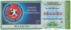 29 Ocak 2006 Çeyrek Bilet PYB3572 - Gökçekoleksiyon