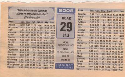 29 Ocak 2008 Takvim Yaprağı EFM(N)5016 - 1