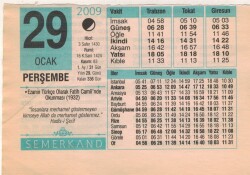 29 Ocak 2009 Takvim Yaprağı EFM(N)4985 - Gökçekoleksiyon