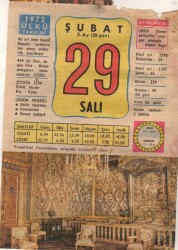 29 Şubat 1972 Takvim Yaprağı EFM(N)5490 - Gökçekoleksiyon