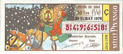 29 Şubat 1976 Piyango Bileti Çeyrek Bilet PYB6162 - 1