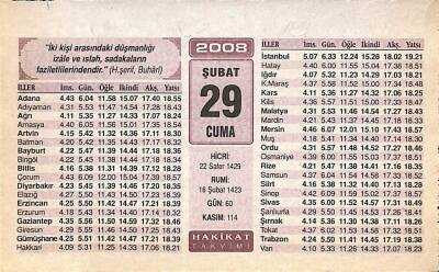 29 Şubat 2008 Takvim Yaprağı - Doğum Günü Hediyesi EFM(N)7523 - 1