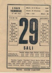 29 Temmuz 1969 Takvim Yaprağı EFM(N)1384 - 2