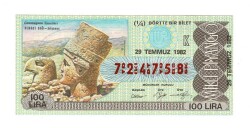 29 Temmuz 1982 Piyango Bileti Çeyrek Bilet Commagene Tanrıları , Nemrut Dağı, Adıyaman PYB5903 - Gökçekoleksiyon