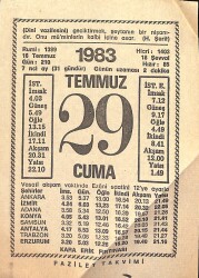 29 Temmuz 1983 Takvim Yaprağı - Doğum Günü Hediyesi EFM(N)12481 - Gökçekoleksiyon