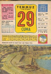 29 Temmuz 1983 Takvim Yaprağı - Doğum Günü Hediyesi EFM(N)9054 - Gökçekoleksiyon