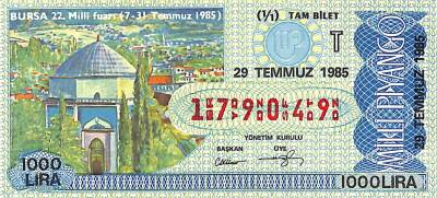 29 Temmuz 1985 Piyango Bileti Tam Bilet PYB6111 - 1