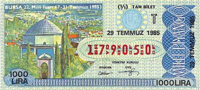 29 Temmuz 1985 Piyango Bileti Tam Bilet PYB6113 - 1