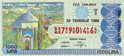 29 Temmuz 1985 Piyango Bileti Tam Bilet PYB6116 - 1
