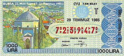 29 Temmuz 1985 Piyango Bileti Tam Bilet PYB6121 - 1