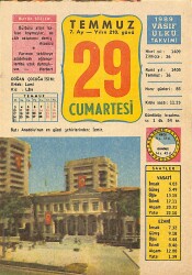 29 Temmuz 1989 Takvim Yaprağı - Doğum Günü Hediyesi EFMN13877 - Gökçekoleksiyon