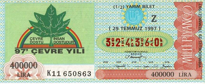 29 Temmuz 1997 (Z) Çevre Yılı (12) Yarım Bilet PYB5603 - 1