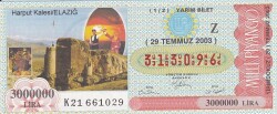 29 Temmuz 2003 (Z) Harput KalesiElazıığ (12) Yarım Bilet PYB5721 - Gökçekoleksiyon