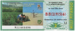 29 Temmuz 2006 Çeyrek Bilet PYB3535 - Gökçekoleksiyon