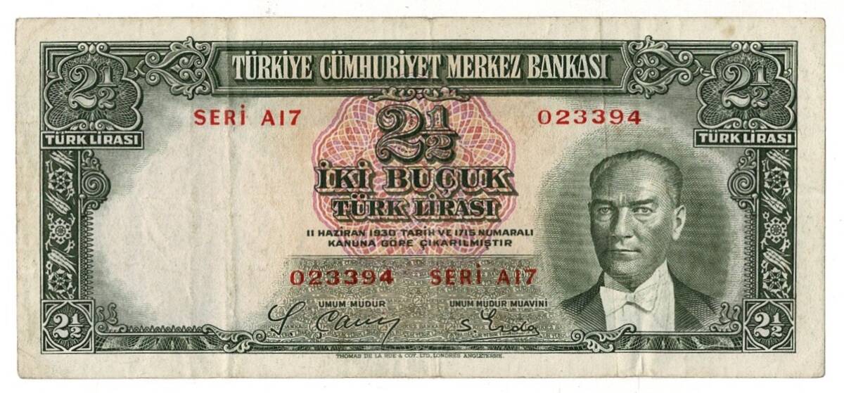 2.Emisyon 1. Tertip 2½ Türk Lirası Seri A17 NATUREL/ÇÇT TCK9357 - 1