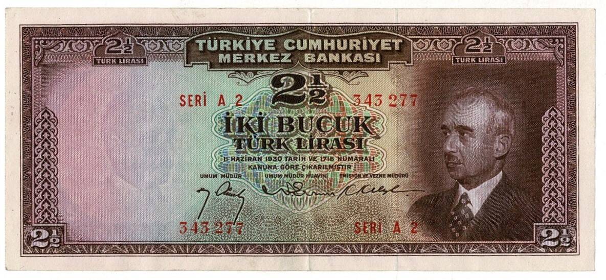 2.Emisyon 1. Tertip 2½ Türk Lirası Seri A2 NATUREL/ÇÇT+ TCK9326 - 1