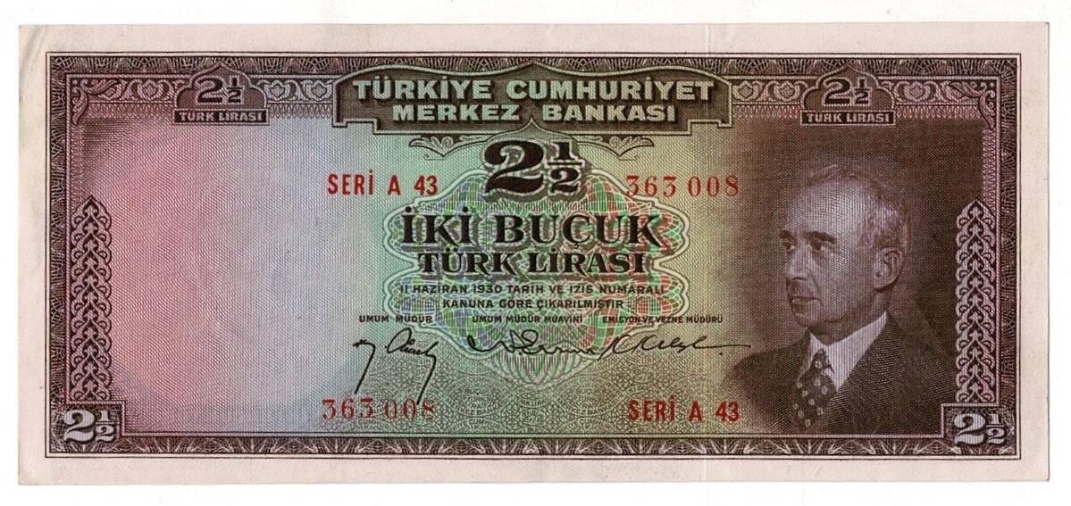 2.Emisyon 1. Tertip 2½ Türk Lirası Seri A43 NATUREL/ÇA TCK9330 - 1