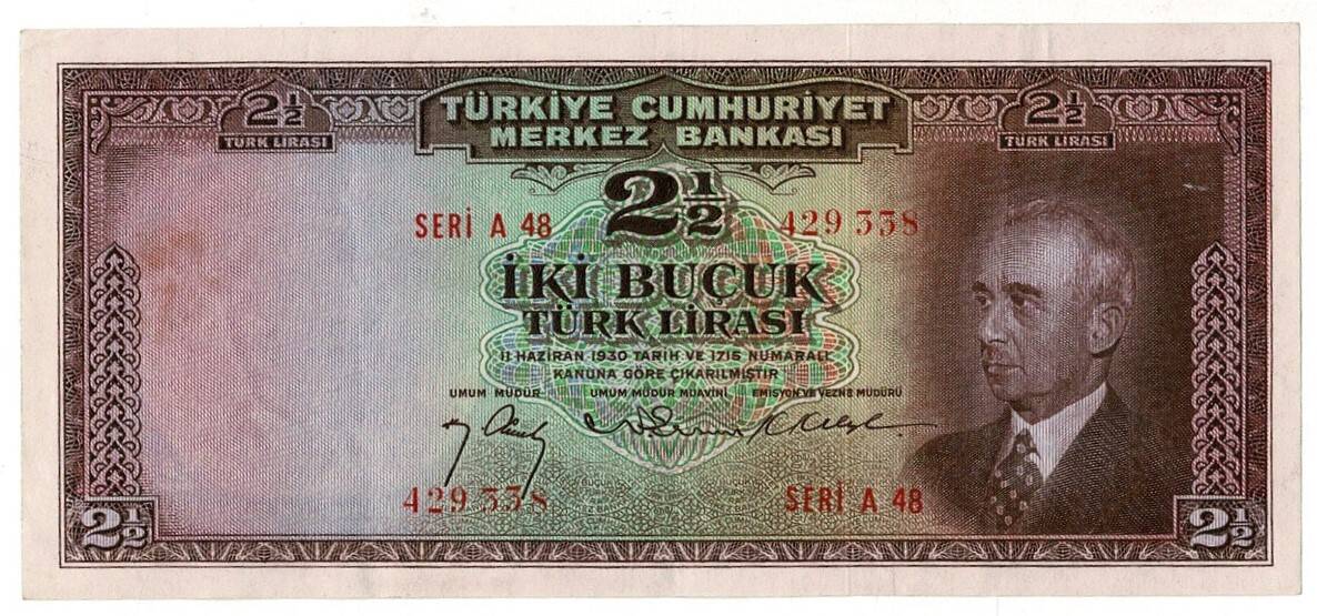 2.Emisyon 1. Tertip 2½ Türk Lirası Seri A48 NATUREL/ÇÇT TCK9323 - 1