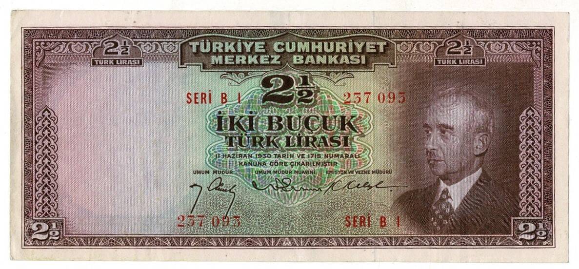 2.Emisyon 1. Tertip 2½ Türk Lirası Seri B1 NATUREL/ÇÇT+ TCK9320 - 1