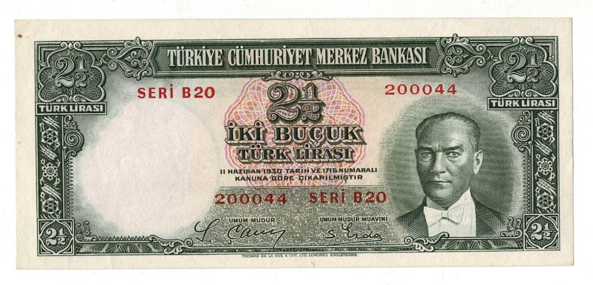 2.Emisyon 1. Tertip 2½ Türk Lirası Seri B20 NATUREL/ÇA -ÇİL TCK9342 - 1