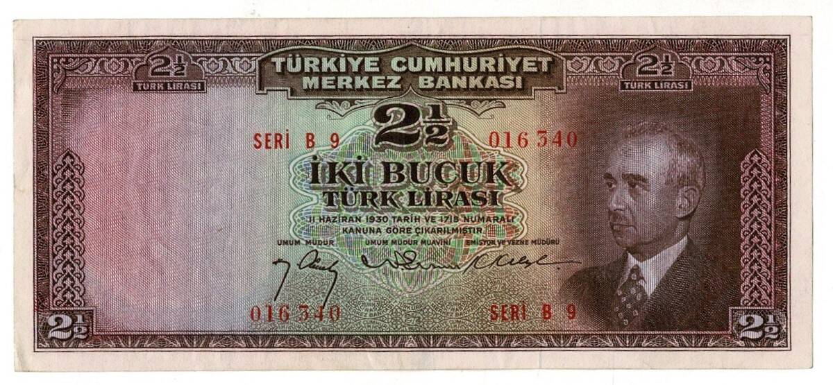 2.Emisyon 1. Tertip 2½ Türk Lirası Seri B9 NATUREL/ÇÇT++ TCK9338 - 1
