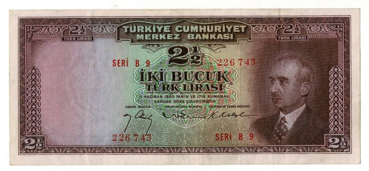 2.Emisyon 1. Tertip 2½ Türk Lirası Seri B9 NATUREL/ÇÇT TCK9339 - 1