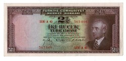 2.Emisyon 1. Tertip 2½ Türk Lirası NATUREL/ÇÇT++ TCK9334 - Gökçekoleksiyon