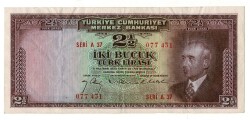 2.Emisyon 1. Tertip 2½ Türk Lirası Seri A37 NATUREL/ÇÇT+ TCK9325 - Gökçekoleksiyon