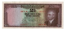 2.Emisyon 1. Tertip 2½ Türk Lirası Seri A46 NATUREL/ÇÇT TCK9337 - Gökçekoleksiyon