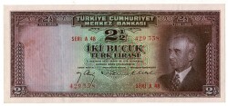 2.Emisyon 1. Tertip 2½ Türk Lirası Seri A48 NATUREL/ÇÇT TCK9323 - Gökçekoleksiyon