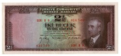 2.Emisyon 1. Tertip 2½ Türk Lirası Seri B9 NATUREL/ÇÇT++ TCK9338 - Gökçekoleksiyon
