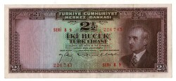 2.Emisyon 1. Tertip 2½ Türk Lirası Seri B9 NATUREL/ÇÇT TCK9339 - Gökçekoleksiyon