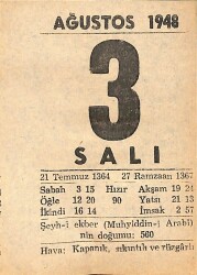 3 Ağustos 1948 Takvim Yaprağı - Doğum Günü Hediyesi EFMN14435 - Gökçekoleksiyon