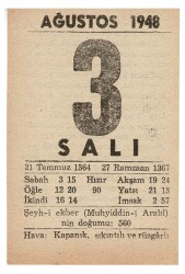 3 Ağustos 1948 Takvim Yaprağı EFM865 - 3