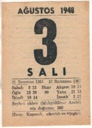 3 Ağustos 1948 Takvim Yaprağı EFM(N)1449 - 3