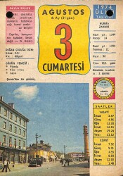 3 Ağustos 1974 Takvim Yaprağı - Doğum Günü Hediyesi EFM(N)9498 - Gökçekoleksiyon