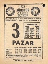 3 Ağustos 1975 Takvim Yaprağı - Doğum Günü Hediyesi EFM(N)9639 - 2