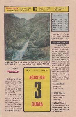 3 Ağustos 1979 Takvim Yaprağı -Doğum Günü Hediyesi EFM(N)6285 - 1