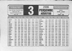 3 Ağustos 2006 Takvim Yaprağı - Doğum Günü Hediyesi EFMN14150 - Gökçekoleksiyon