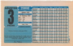3 Ağustos 2008 Takvim Yaprağı EFM(N)2243 - 1