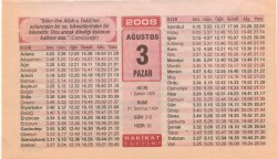 3 Ağustos 2008 Takvim Yaprağı EFM(N)2244 - 3