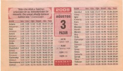 3 Ağustos 2008 Takvim Yaprağı EFM(N)2244 - 1