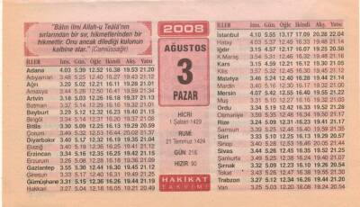 3 Ağustos 2008 Takvim Yaprağı EFM(N)2244 - 1
