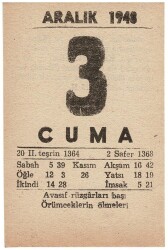 3 Aralık 1948 Takvim Yaprağı EFM825 - 3